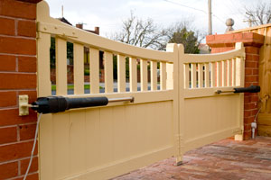 timber automatic driveway gates with access control system